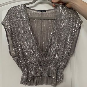 Zara Low-cut Silver Top